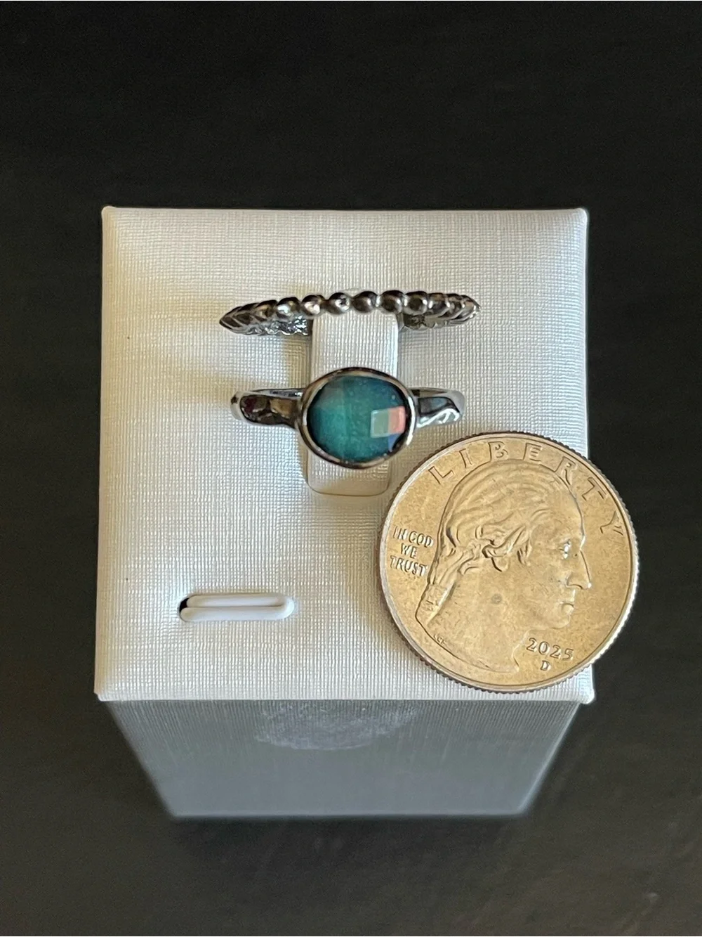 3 Black silver tone  Stackable Ring Set.